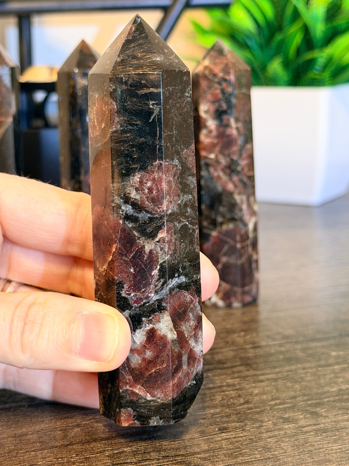 Astrophyllite with Garnet Tower Style 4
