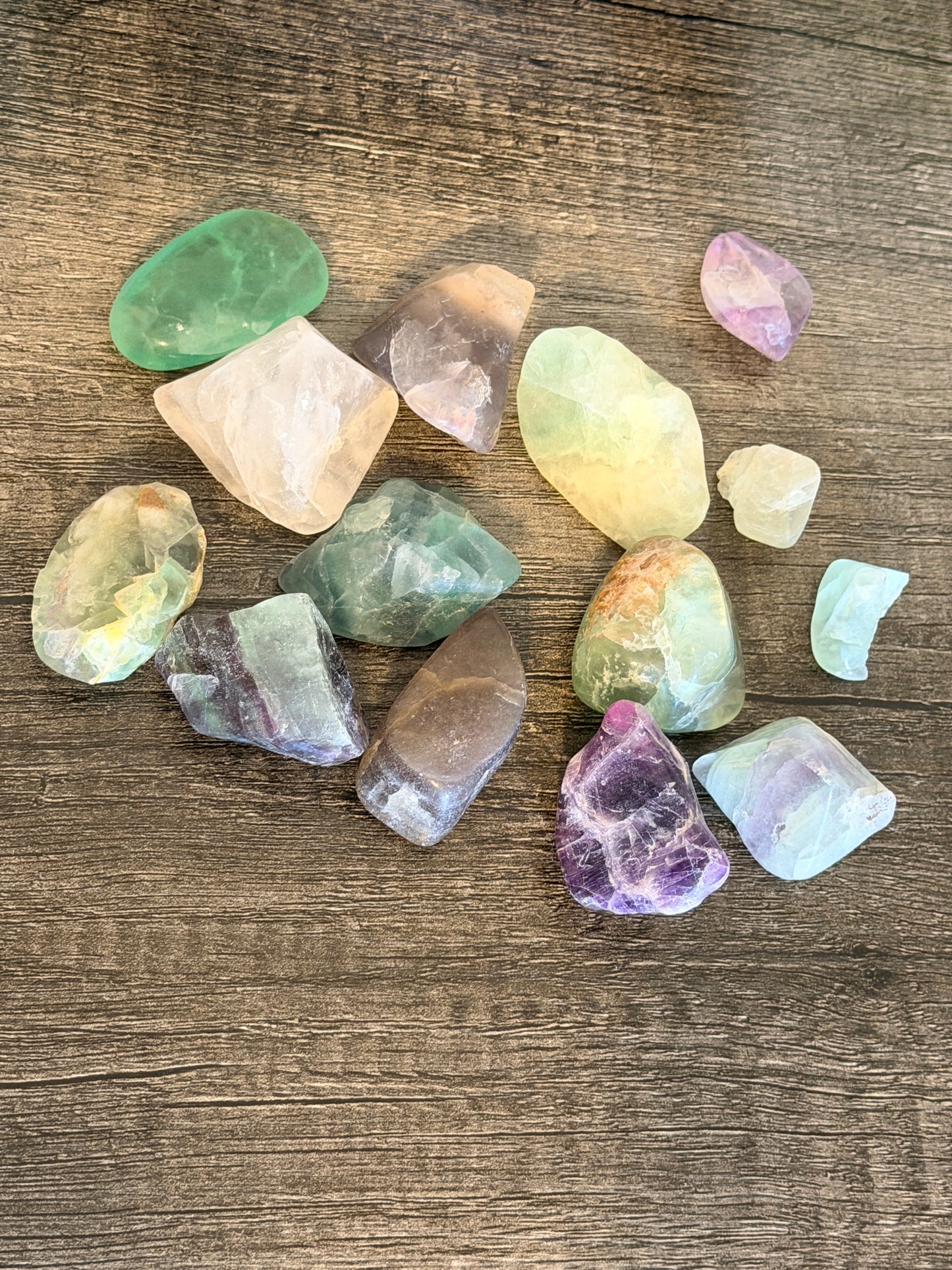 Fluorite Semi Polished Rough Chunks
