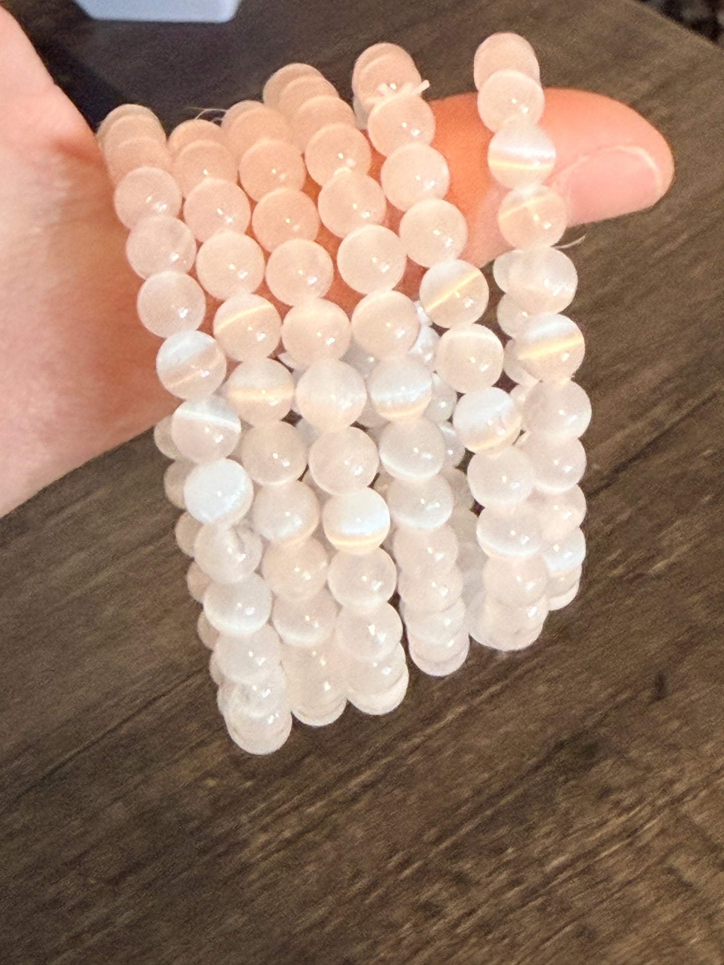 Selenite 6mm Beaded Bracelet