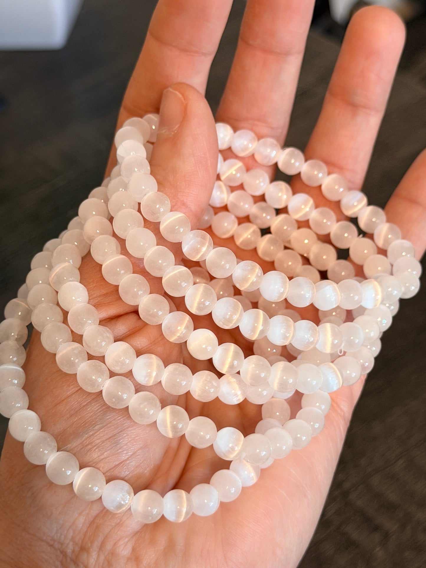 Selenite 6mm Beaded Bracelet
