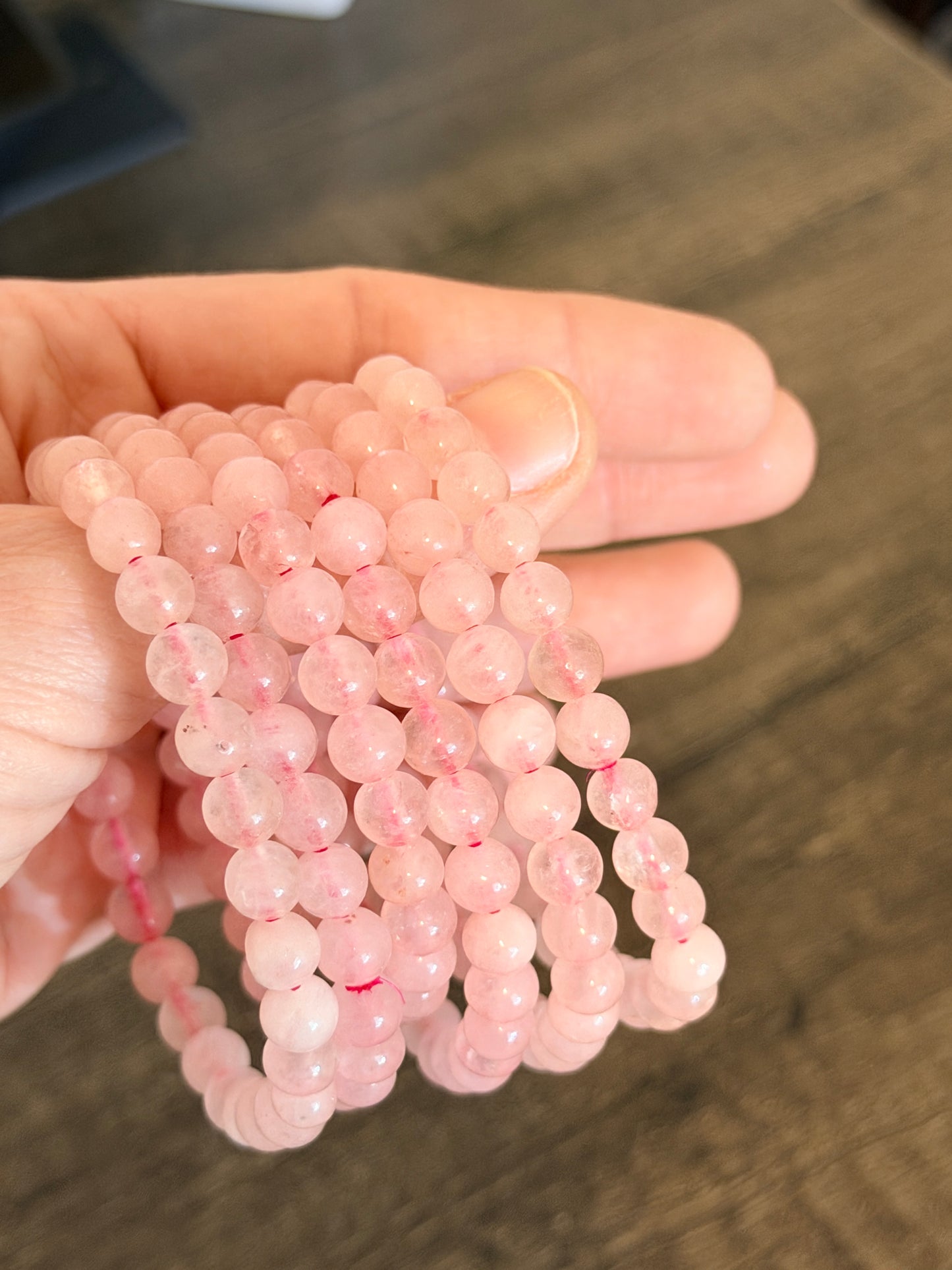 Rose Quartz 6mm Beaded Bracelet