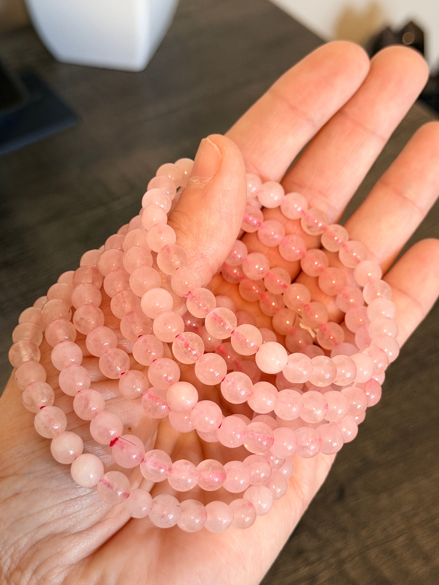 Rose Quartz 6mm Beaded Bracelet