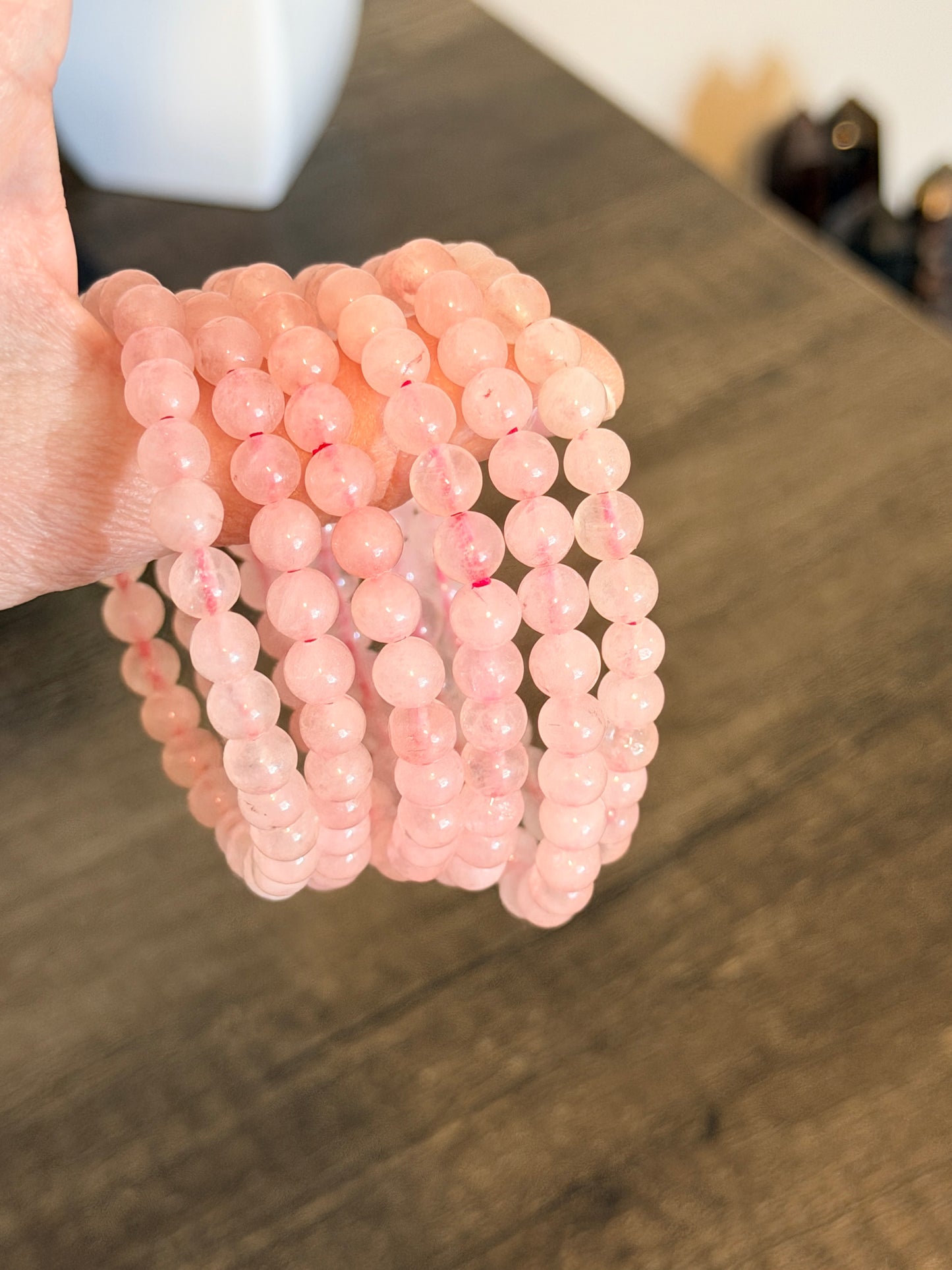 Rose Quartz 6mm Beaded Bracelet