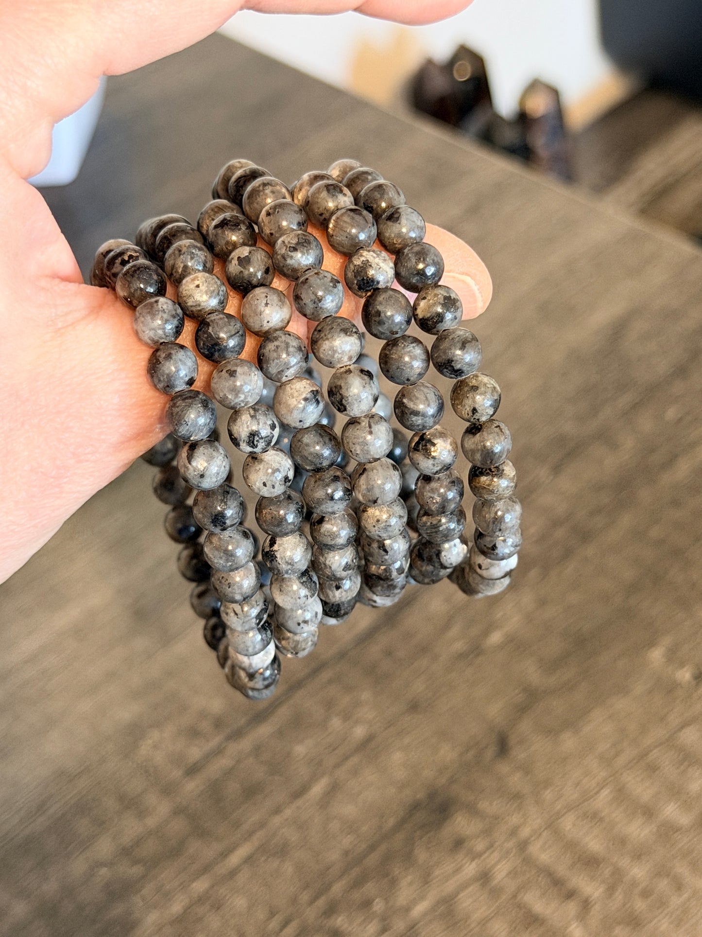 Larvikite 6mm Beaded Bracelet