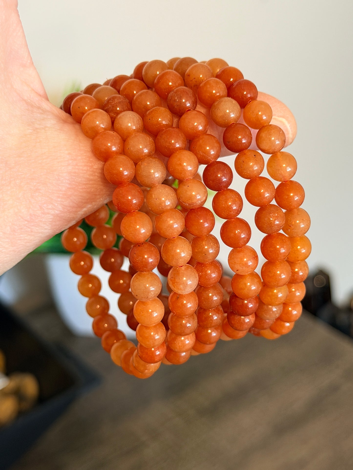 Red Aventurine 6mm Beaded Bracelet