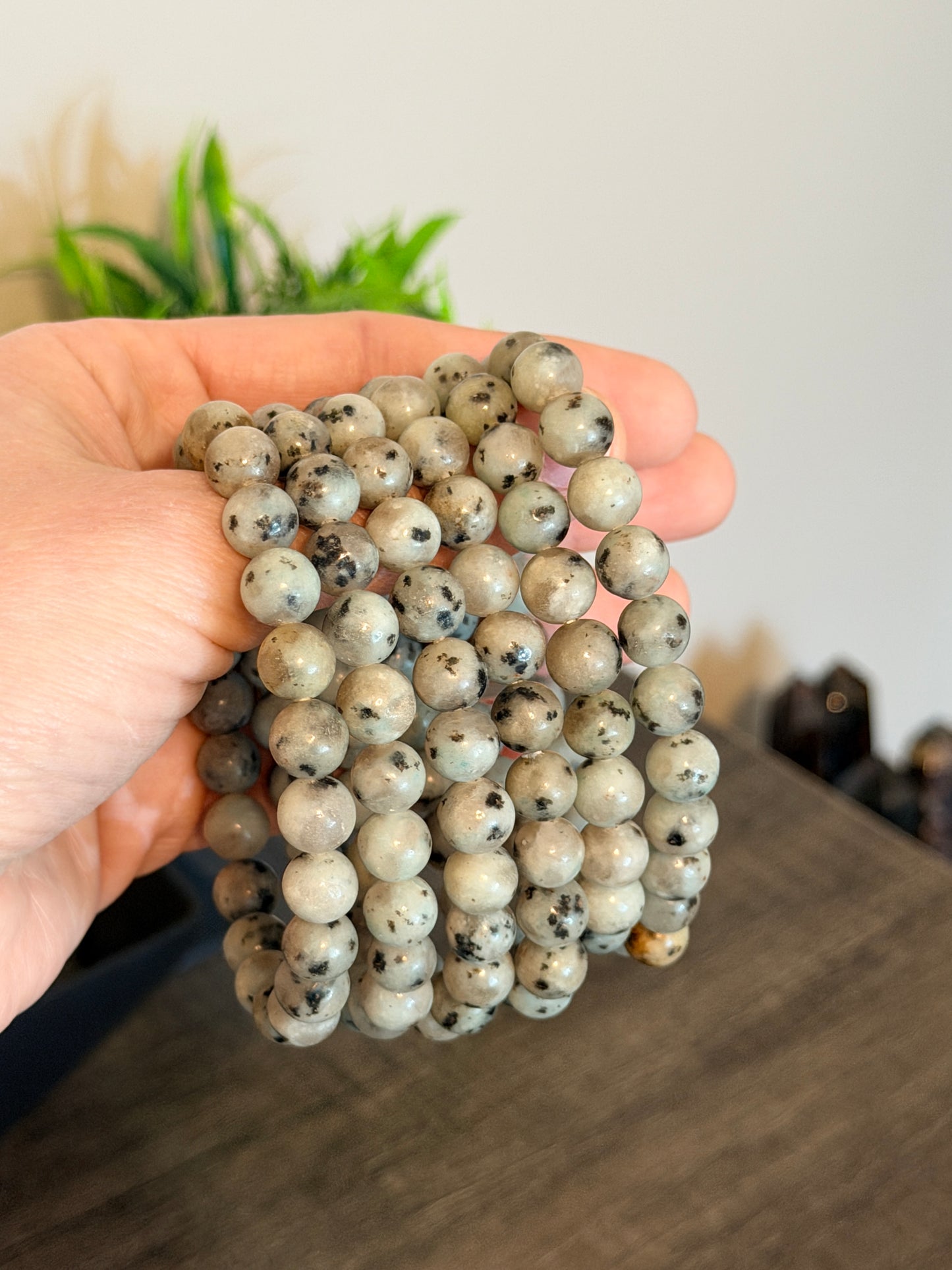 Kiwi Jasper 8mm Beaded Bracelet