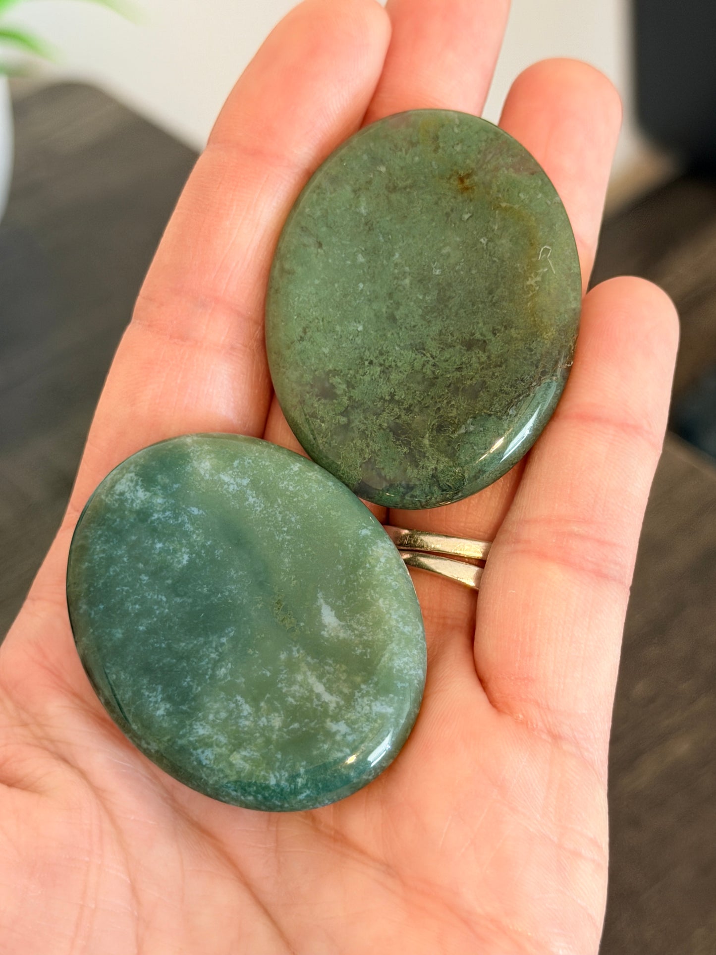 Moss Agate Worry Stone