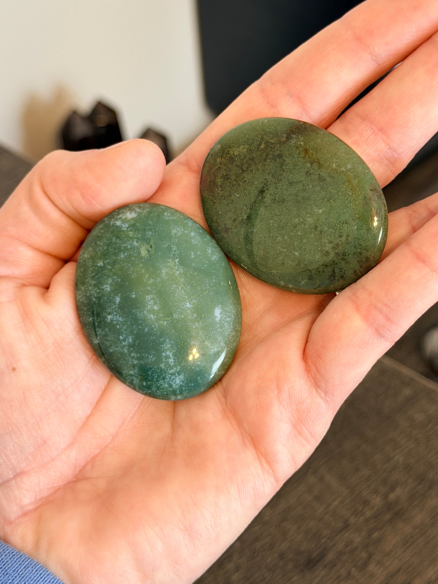 Moss Agate Worry Stone